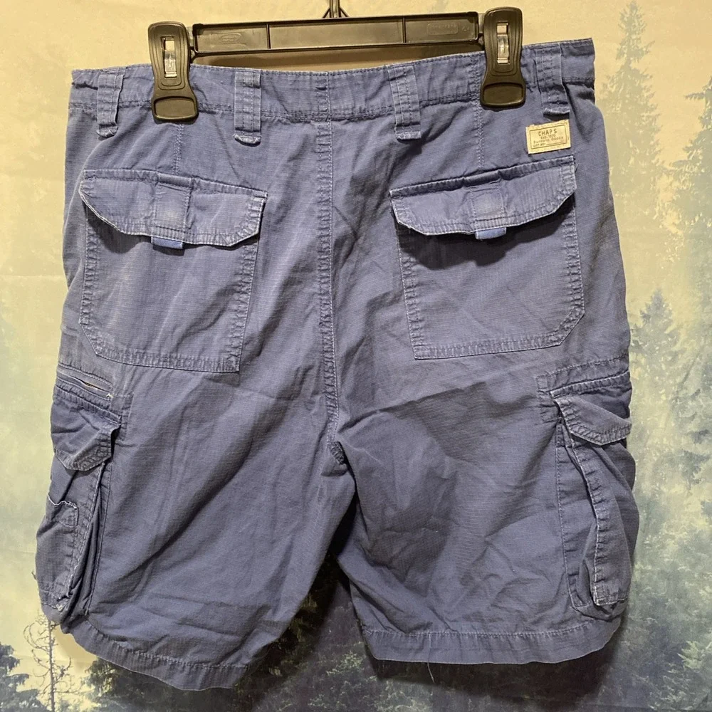 Chaps Mens Shorts SZ 34 Blue Cargo Flat Front